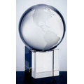 Medium Optical Crystal Globe Plain w/ Cube Base (4 5/8")